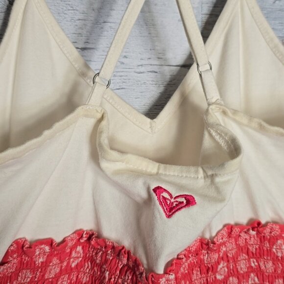 Roxy Cotton White Pink Racerback Mini Dress - Picture 5 of 7